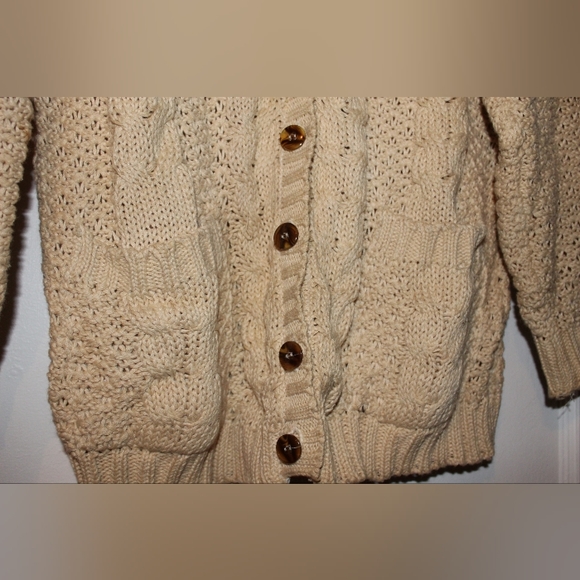 Vintage Hunters Run Cableknit Cardigan Cream Women's L - Picture 2 of 4